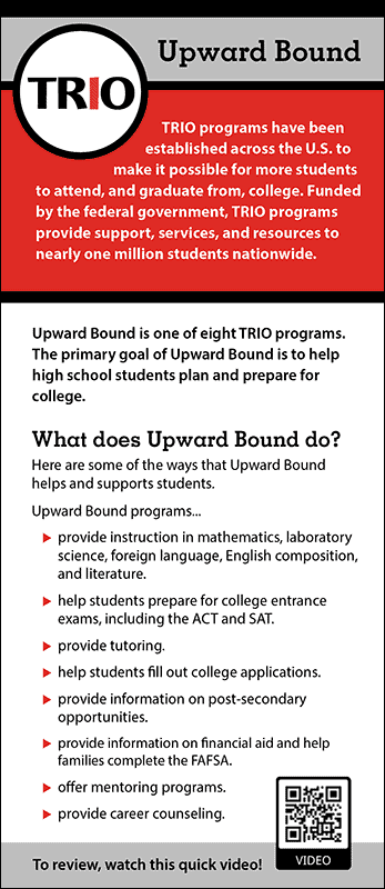 TRIO Upward Bound Rack Card Handout