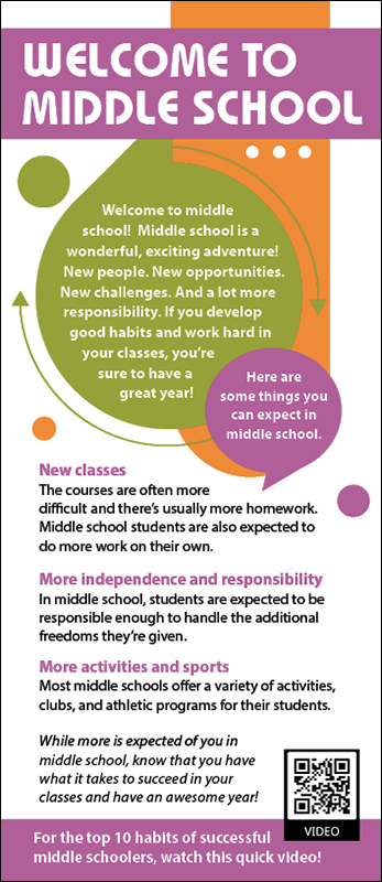 Welcome to Middle School Rack Card Handout