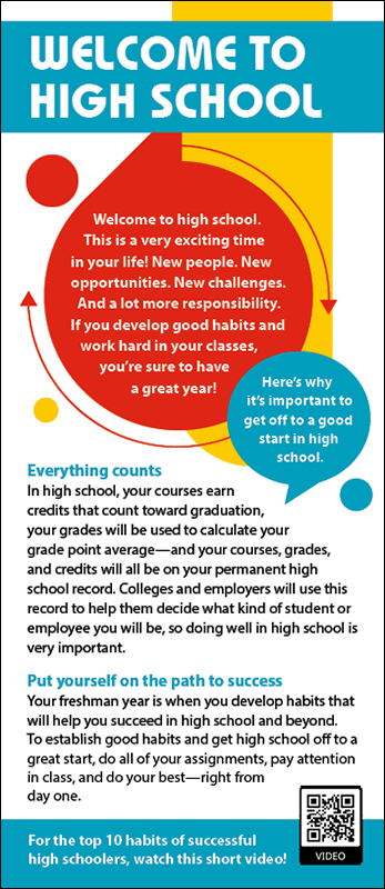 Welcome to High School Rack Card Handout