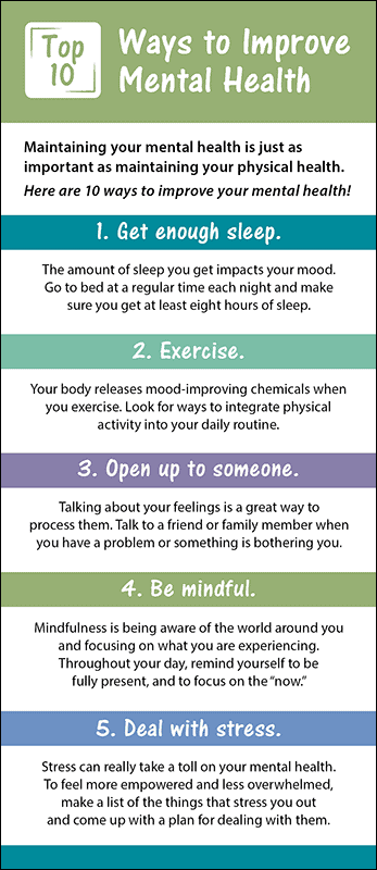 Top 10 Ways to Improve Mental Health Rack Card Handout