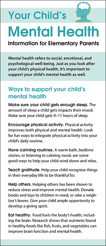 Your Child's Mental Health Rack Card Handout