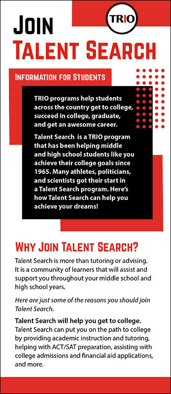 Join TRIO Talent Search Rack Card Handout