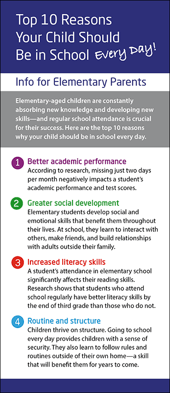 Top 10 Reasons Your Child Should Be in School Every Day Rack Card Handout