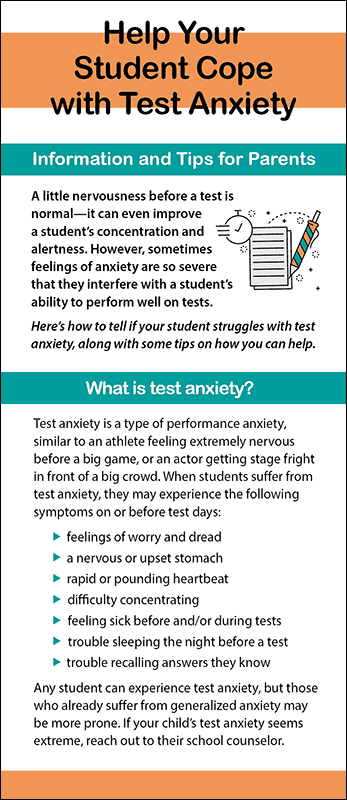Help Your Student Cope with Test Anxiety Rack Card Handout
