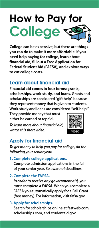How to Pay for College Card Handout