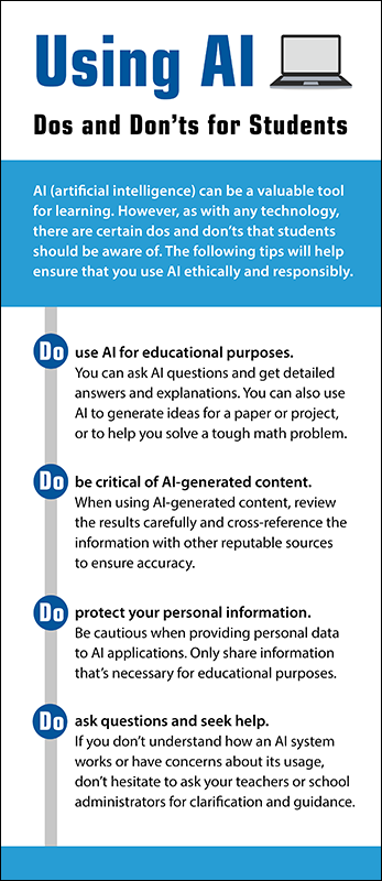 Using AI - Dos and Don'ts for Students Rack Card Handout