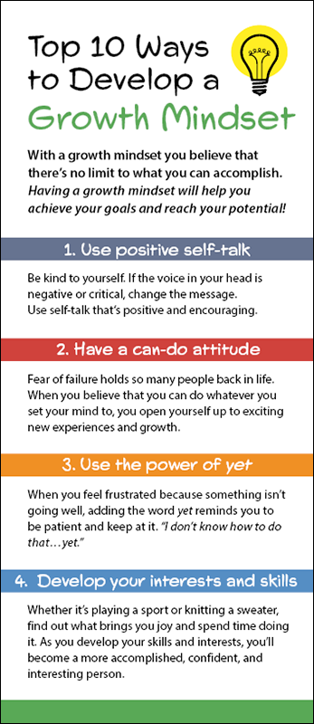 Top 10 Ways to Develop a Growth Mindset Rack Card Handout
