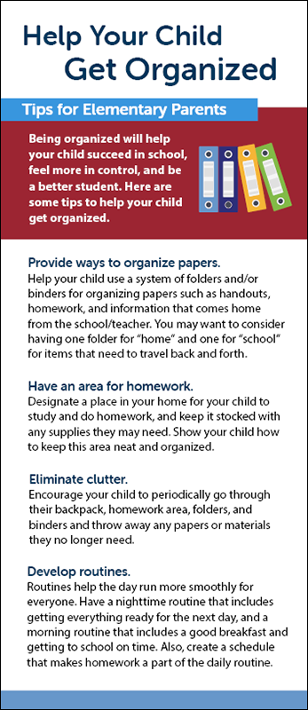Help Your Child Get Organized Rack Card Handout