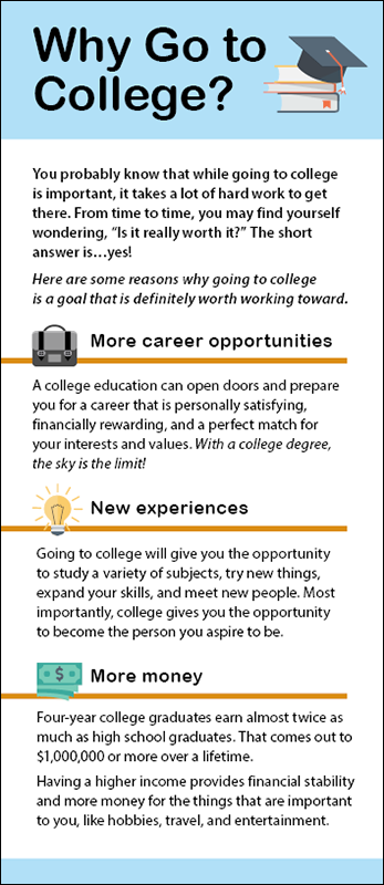 Why Go to College? Rack Card Handout