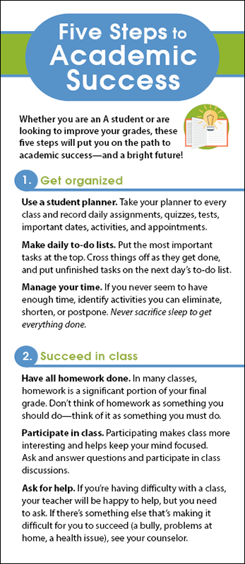 Five Steps to Academic Success Rack Card Handout