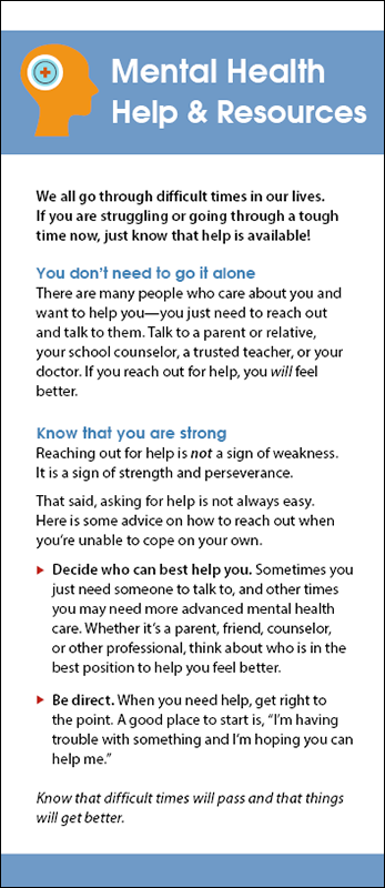 Mental Health Help and Resources Rack Card Handout