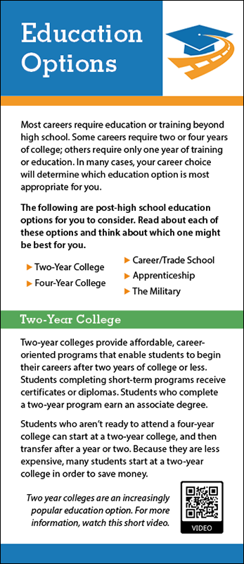 Education Options Rack Card Handout