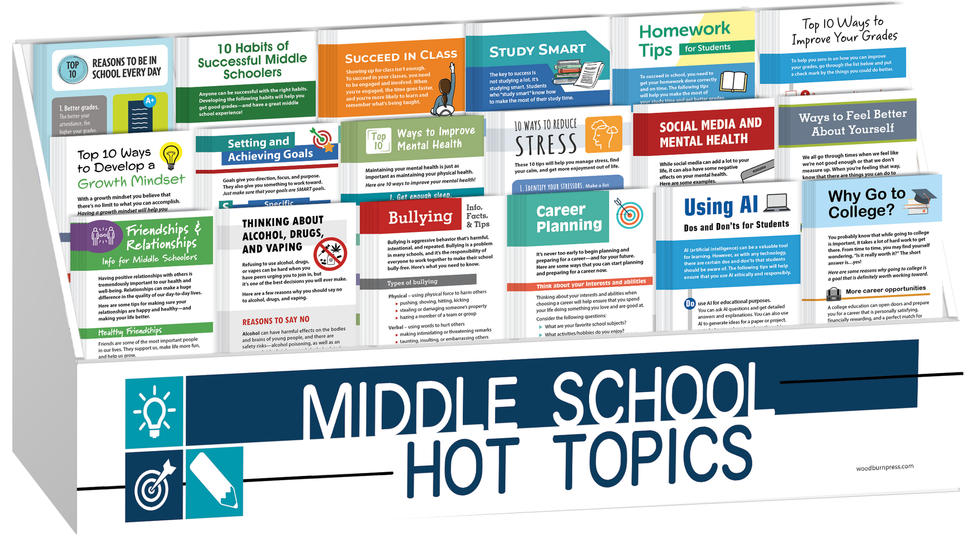 Middle School Hot Topics Rack Card Display Package