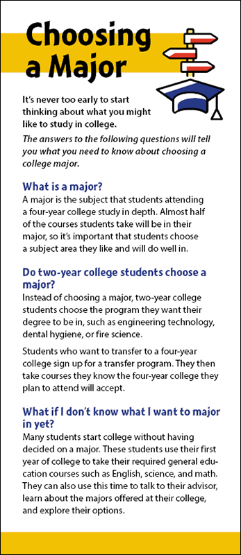 Choosing a Major Rack Card Handout