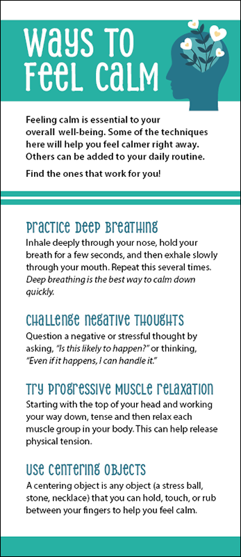 Ways to Feel Calm Rack Card Handout
