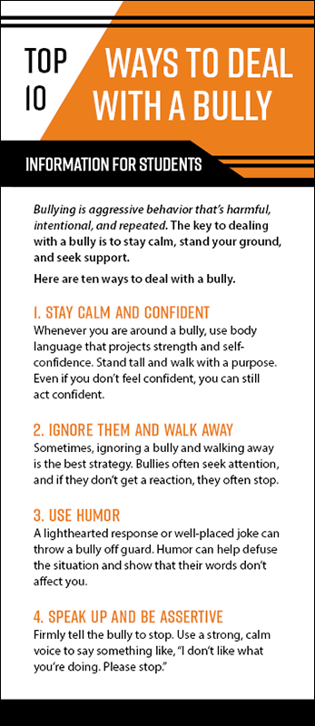 Top 10 Ways to Deal with a Bully Rack Card Handout