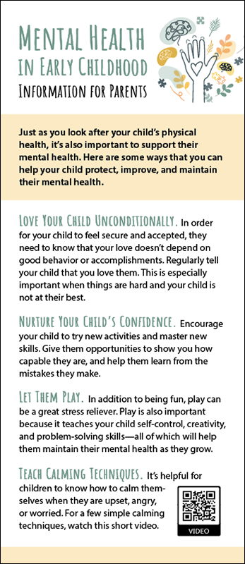 Mental Health in Early Childhood - Information for Parents Rack Card Handout