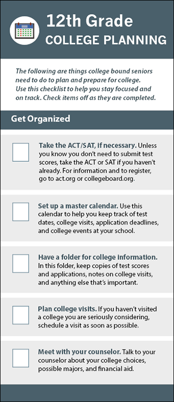 12th Grade College Planning Rack Card Handout