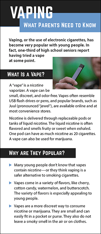 Vaping What Parents Need to Know Rack Card Handout Woodburn Press Vaping What Parents Need to Know Rack Card Handout Woodburn Press