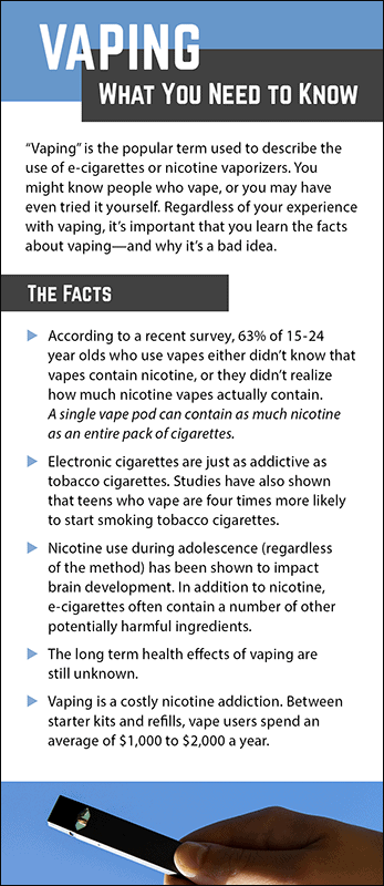 Vaping What You Need to Know Rack Card Handout Woodburn Press Vaping What You Need to Know Rack Card Handout Woodburn Press