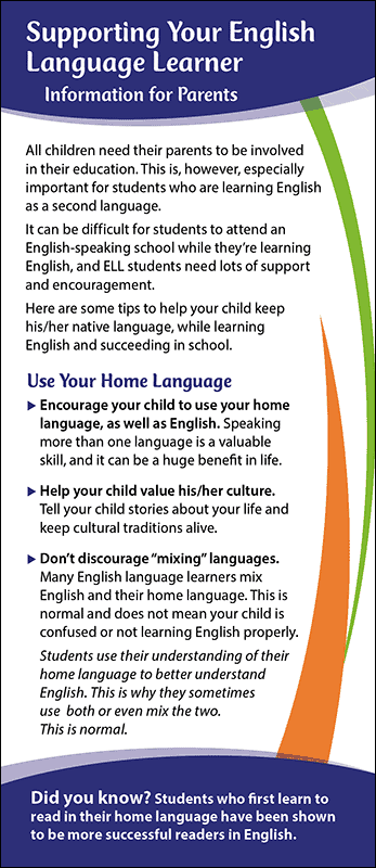 Supporting Your English Language Learner Rack Card Handout