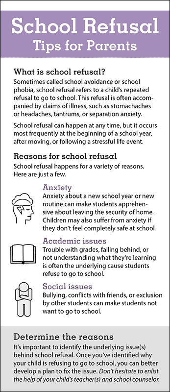 School Work Refusal Worksheet.pdf School Refusal - Tips for Parents Rack Card Handout – Woodburn Press
