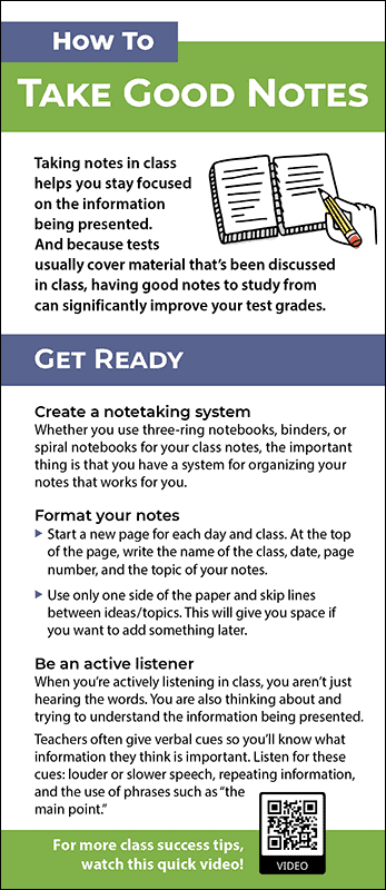 How to Take Good Notes Rack Card Handout