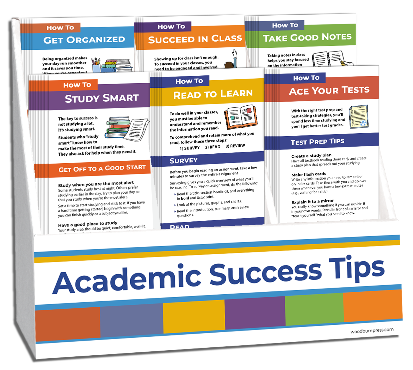 Study Tips Library Display Academic Success Tips Rack Card Display Package – Woodburn Press