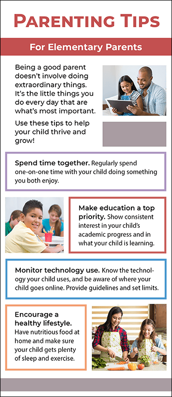 Parenting Tips for Elementary Parents Rack Card Handout