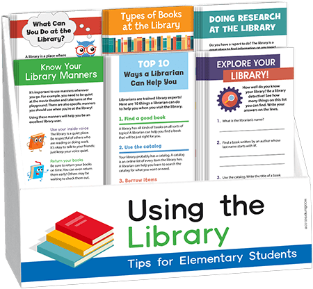 Using the Library - Tips for Elementary Students Rack Card Display Package
