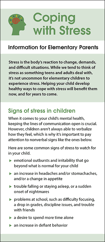 Coping with Stress - Information for Elementary Parents Rack Card Handout