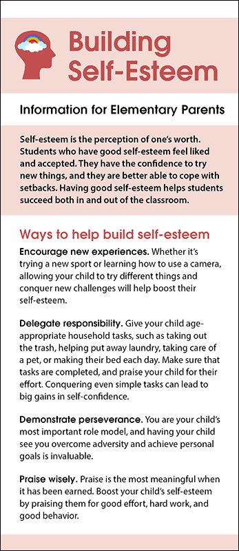 Building Self-Esteem - Information for Elementary Parents Rack Card Handout