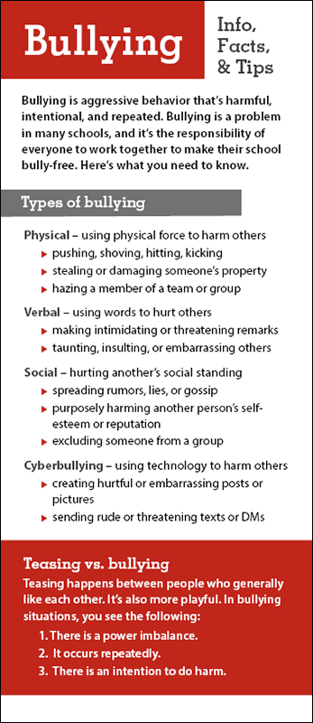 Bullying - Info, Facts & Tips Rack Card Handout