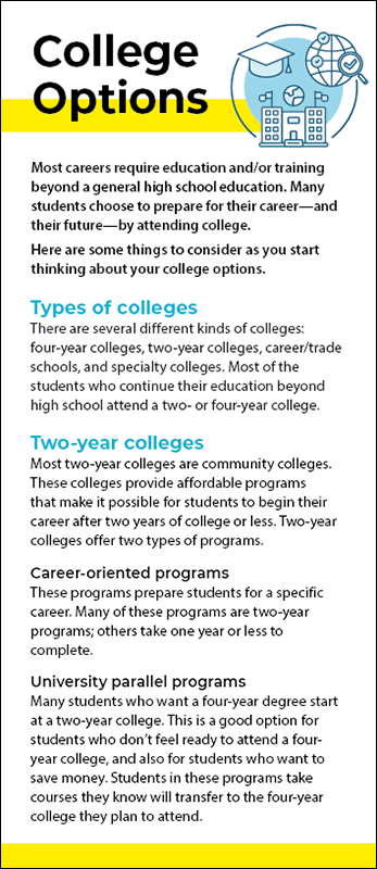 College Options Rack Card Handout