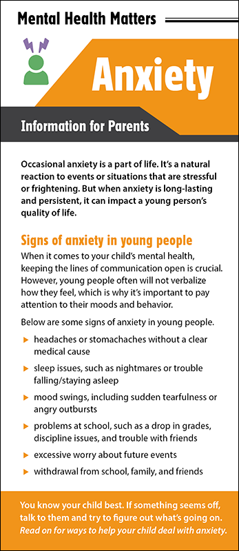Anxiety - Information for Parents Rack Card Handout