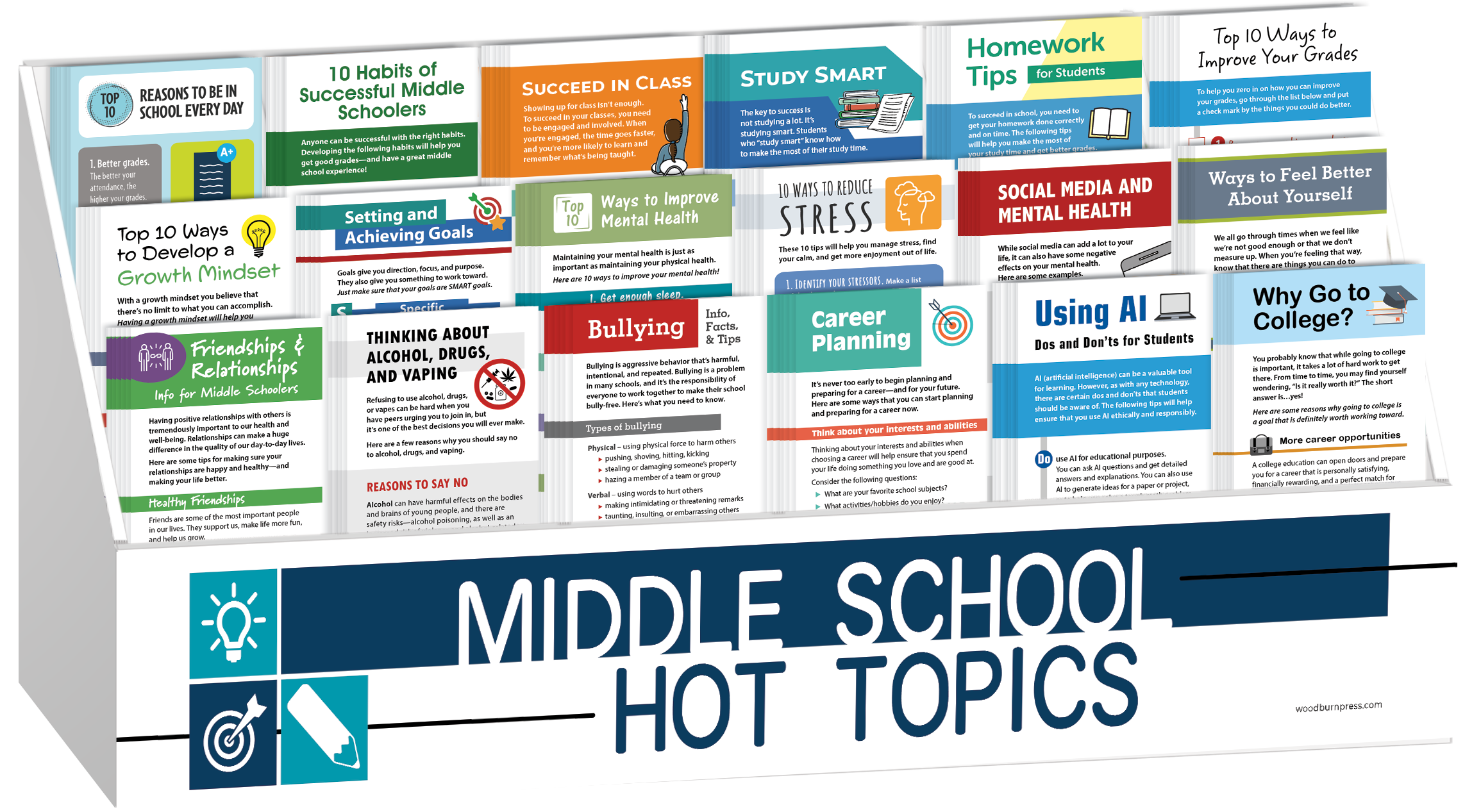 Hot Topic Question Middle School Hot Topics Rack Card Display Package – Woodburn Press