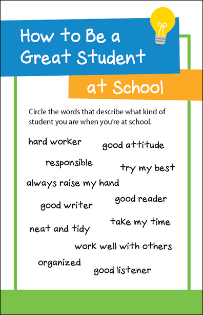 How to Be a Great Student at School Activity Booklet Handout