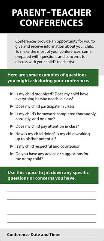Parent-Teacher Conferences Rack Card Handout