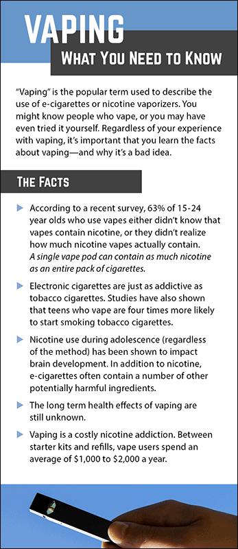 Vaping – What You Need to Know Rack Card Handout