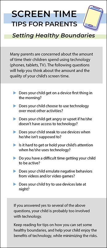 Screen Time - Tips for Parents Rack Card Handout