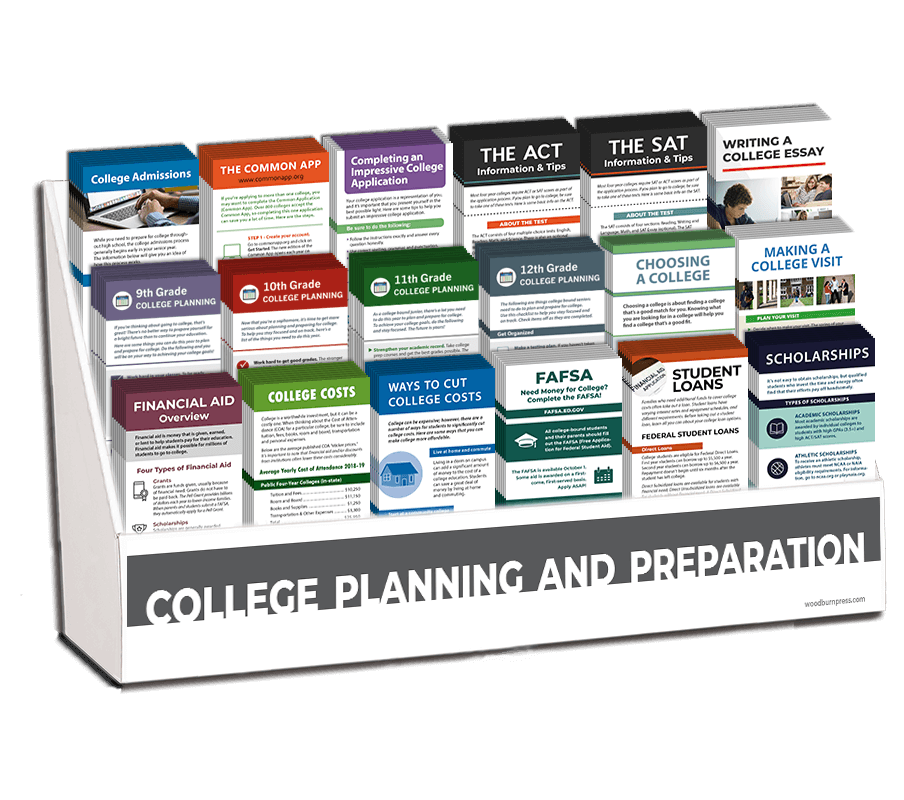 College Planning and Preparation Rack Card Display Package